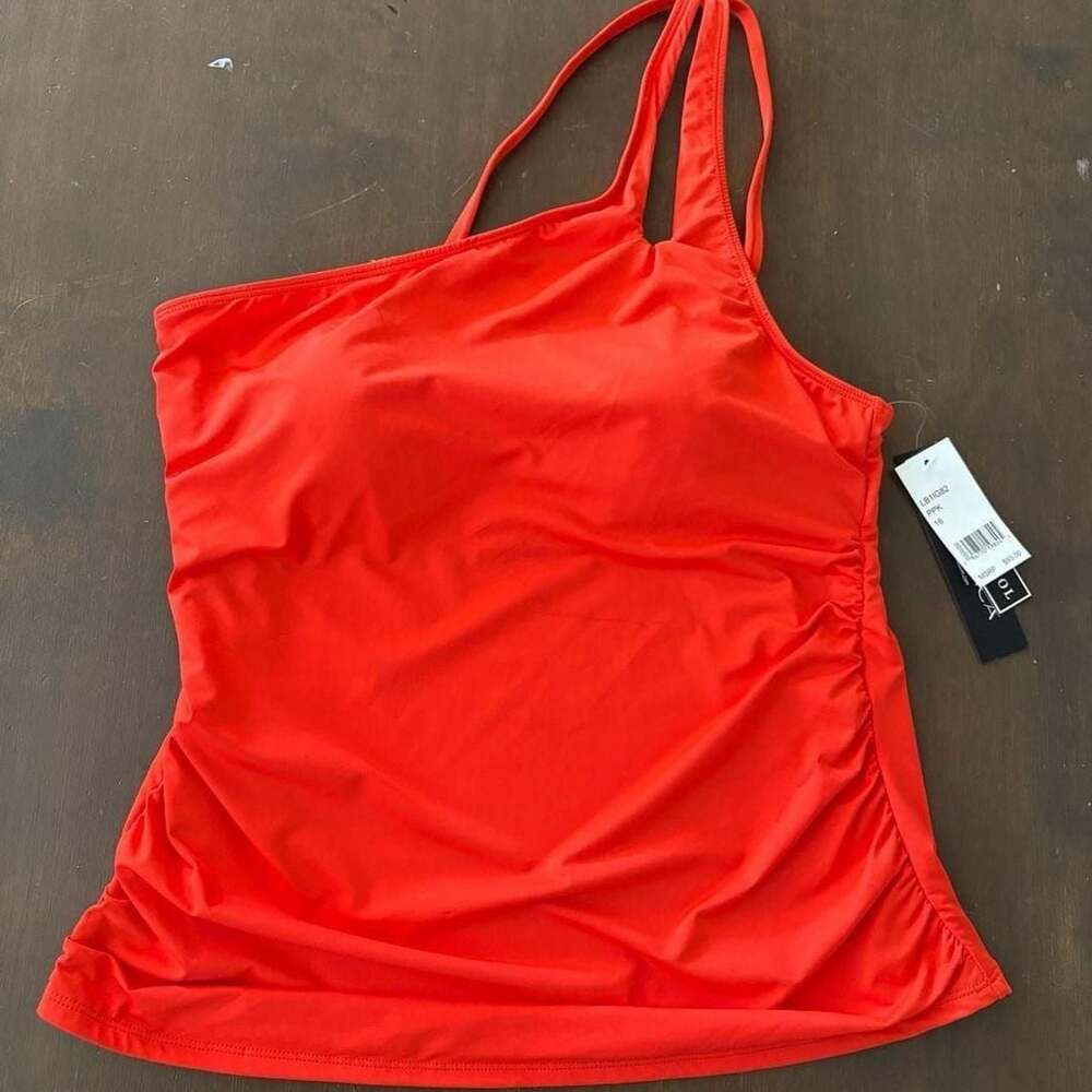 La Blanca Island Goddess Tummy Control One-Shoulder Tankini Top Orange Size 16